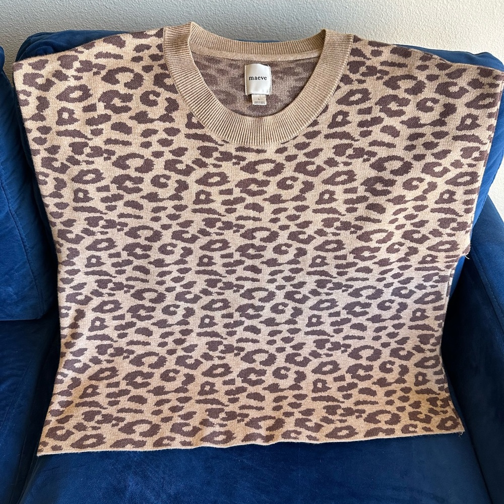 Anthropologie Maeve Leopard Print Sweater